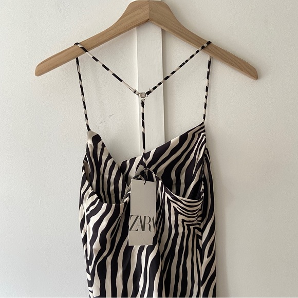Zara Zebra Print Mini Dress Satin Finish - Size XS - Picture 9 of 11